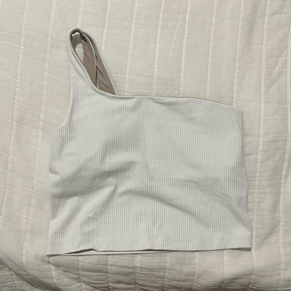 Lululemon Athletica white Asymmetrical Sleeveless Crop Tank